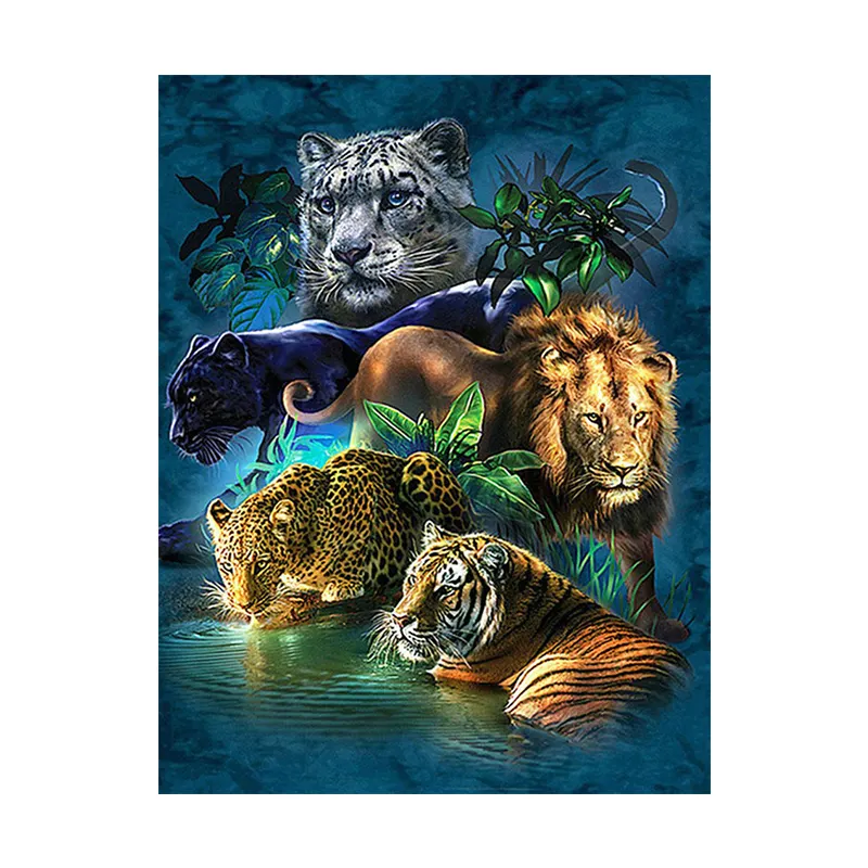 Fábrica al por mayor 5D diamante pintura Diy según el número punto diamante León Animal leopardo patrón decoración del hogar