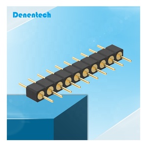 Denentech หัวหมุดกลมกลมตรงขนาด2.54มม. ตัวเครื่องทองเหลืองชุบทองสำหรับตัวเลือกพิน3P 6P 14P - Product Image 4