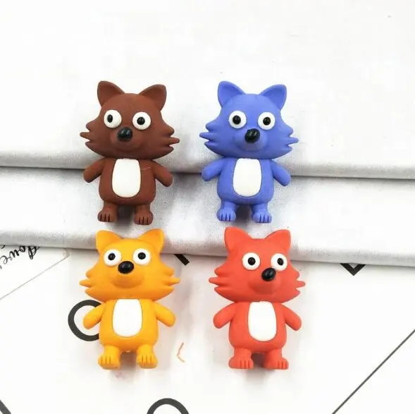 Mini gomas de borrar de zorro en 3D, material escolar kawaii, productos coreanos de papelería, venta al por mayor