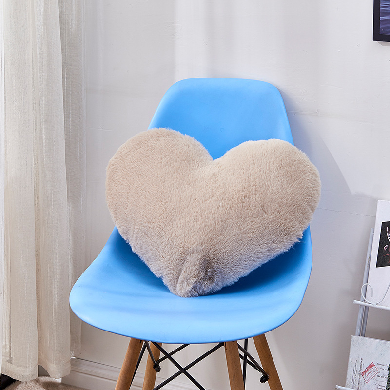 Taie d'oreiller en fourrure de lapin beige foncé