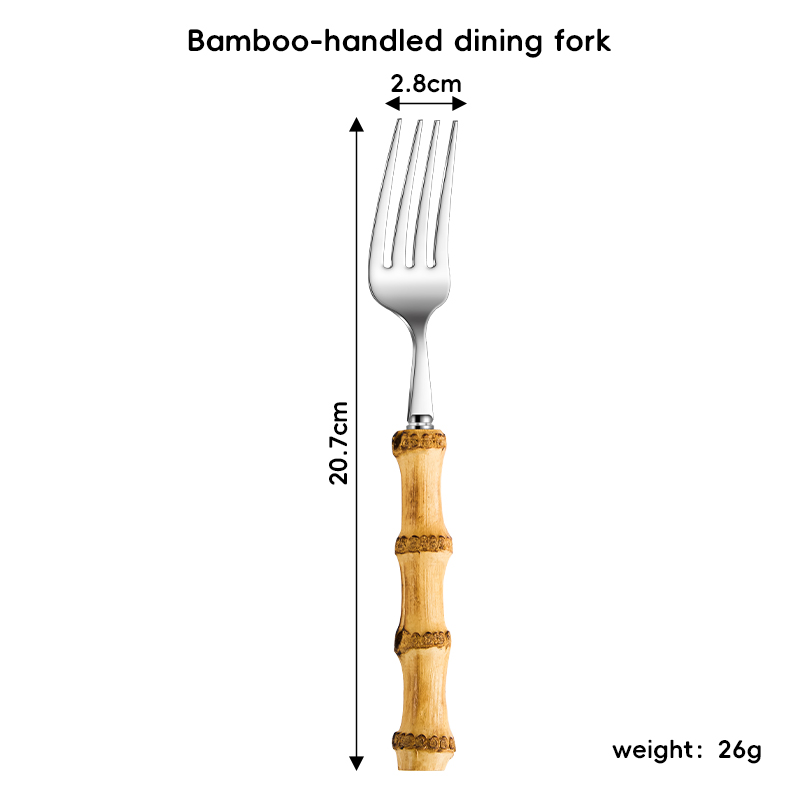 304 Natural Bamboo Handle dinner forks