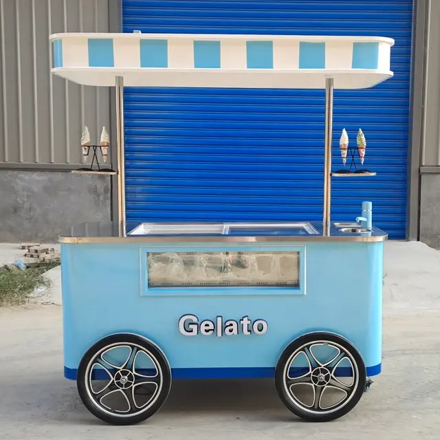 Negozio di prodotti alimentari di rifornimento di fabbrica Taco Van succo chiosco di frutta a mano carrello cibo piccolo rimorchio di cibo carrello gelato personalizzato