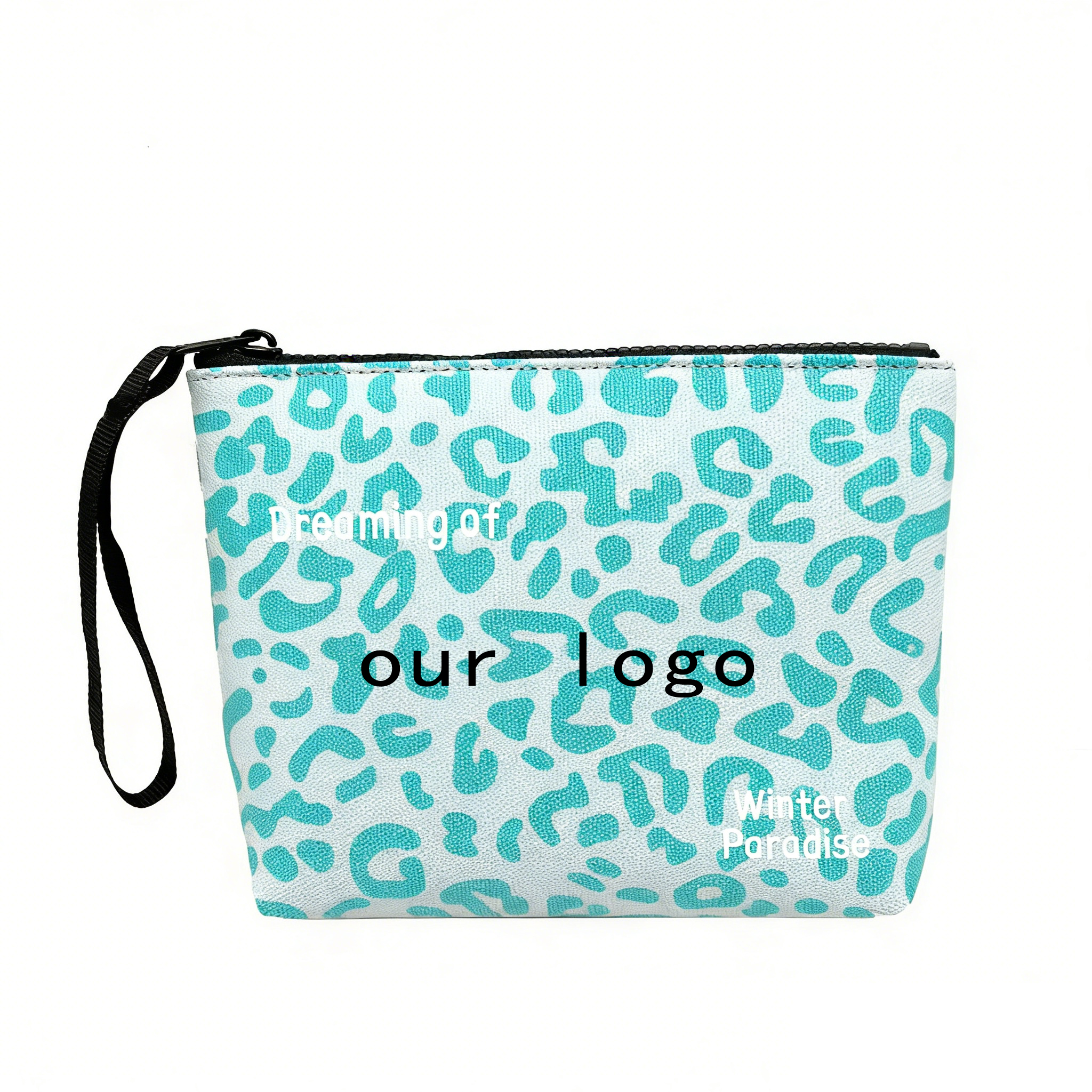 Leopard print green clutch bag