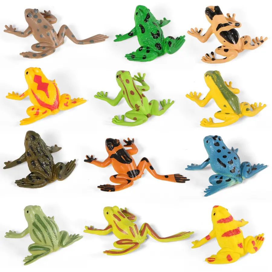 Ensemble de figurines de grenouille en plastique, 12 pièces, grenouille, animaux de grenouille, jouets assortis, Collection réaliste, pour enfants