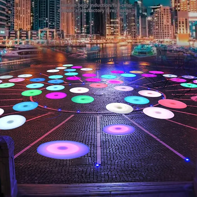 Thông tư cảm ứng gạch đèn LED trọng lực âm nhạc nhảy ngoài trời không thấm nước sàn nhảy ánh sáng