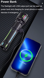 2025 Mới Nhất Cao Lumen USB-C Có Thể Sạc Lại Không Thấm Nước 10W Trắng Laser LED Đèn Pin Zoomable Điện Siêu Sáng Ngọn Đuốc Chiến Thuật - Product Image 6