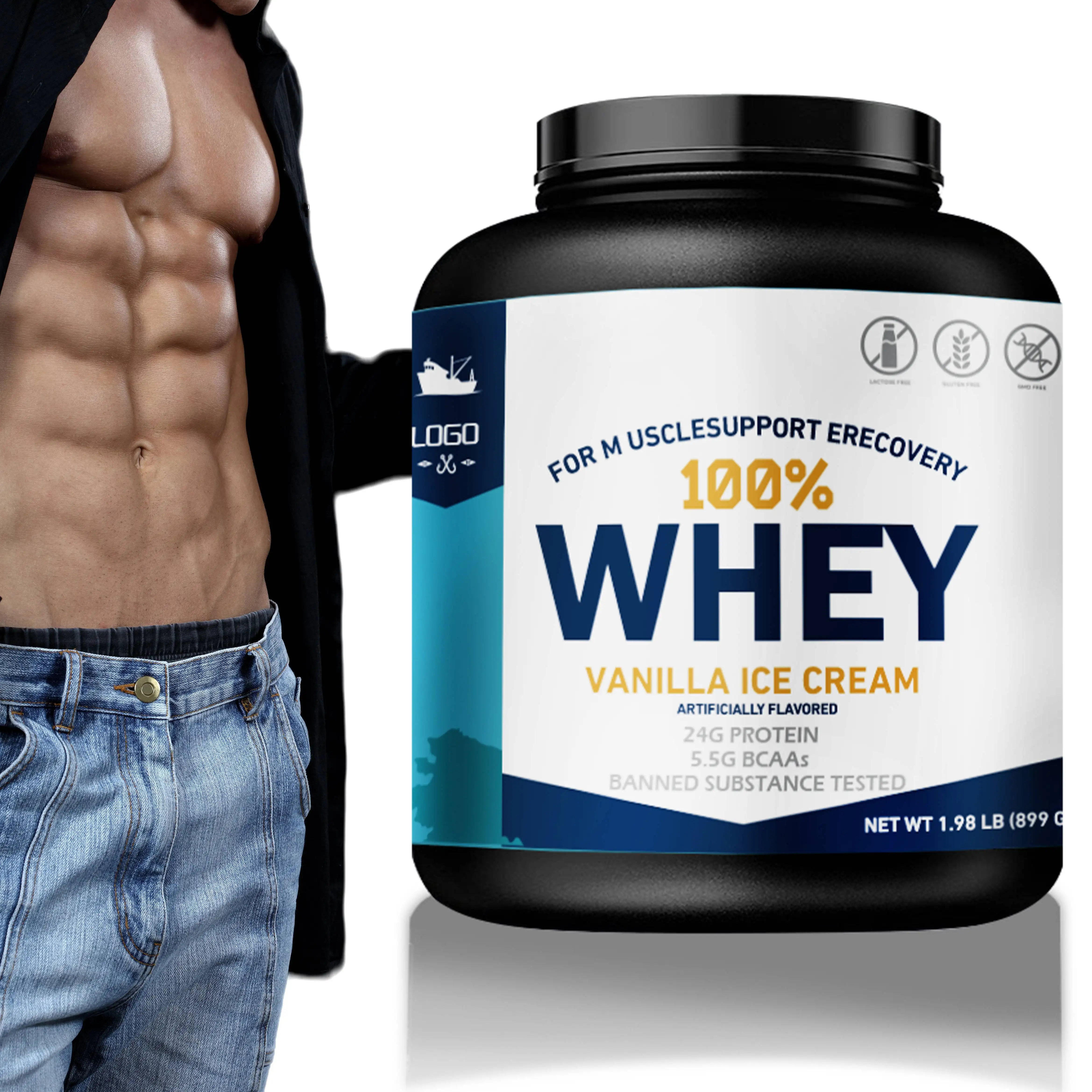 OEM Vanilla-Eis Formel hochprotein-Sport-Supplementspulver Gewichtszunahme Proteinpulver