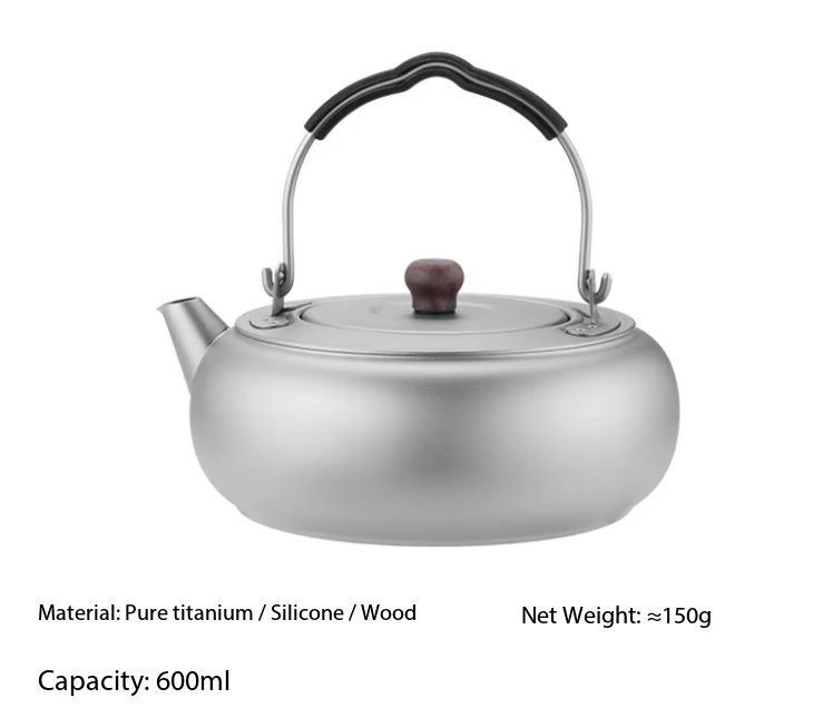 Bollitore in puro titanio grigio da 600 ml satinato