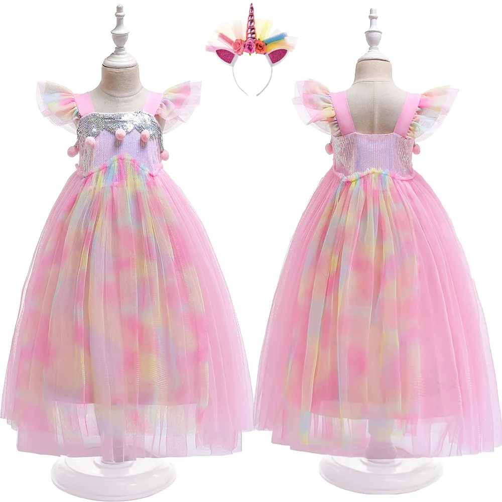 Nuevos disfraces de actuación de unicornio, vestidos de princesa para niñas, vestidos de encaje para niños, vestido de fiesta para niños L5143