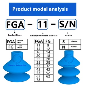 FG/FGA-11/14/16/20/25/33 Schmalc双层波纹硅胶喷嘴机械臂真空吸盘橡胶制品