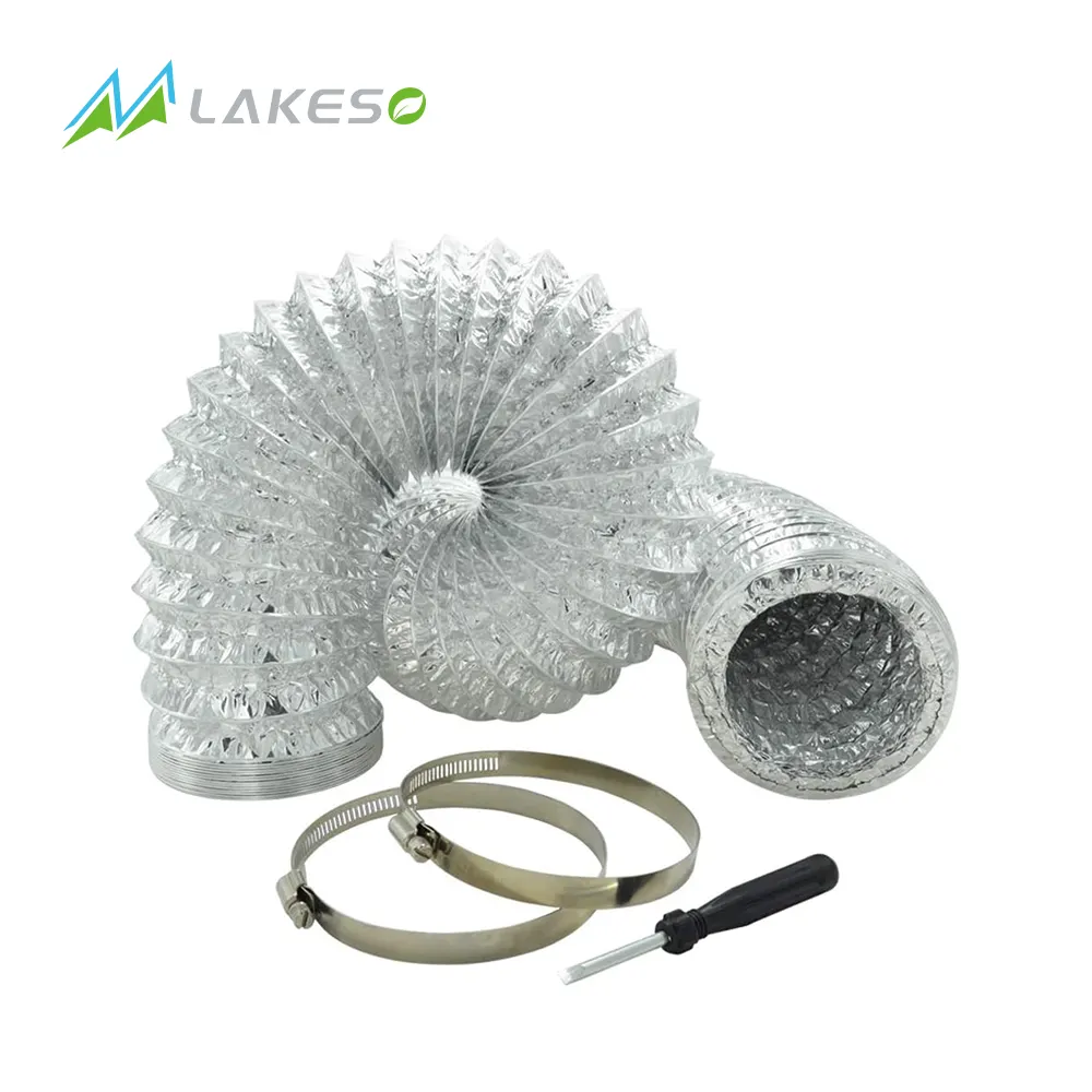 Lakeso tubo di alluminio foglio di alluminio tubo flessibile condotto di ventilazione aria tubo asciugatrice