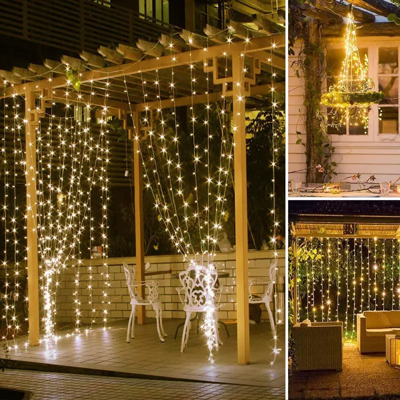 3M Led Wedding Fairy String Ánh Sáng Giáng Sinh 300 Vòng Hoa Rèm Ánh Sáng Cho Vườn Kỳ Nghỉ Đảng Trang Trí Phòng Ngủ Nhà