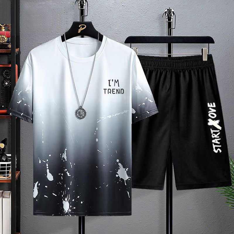 White ink splash top + shorts (set)