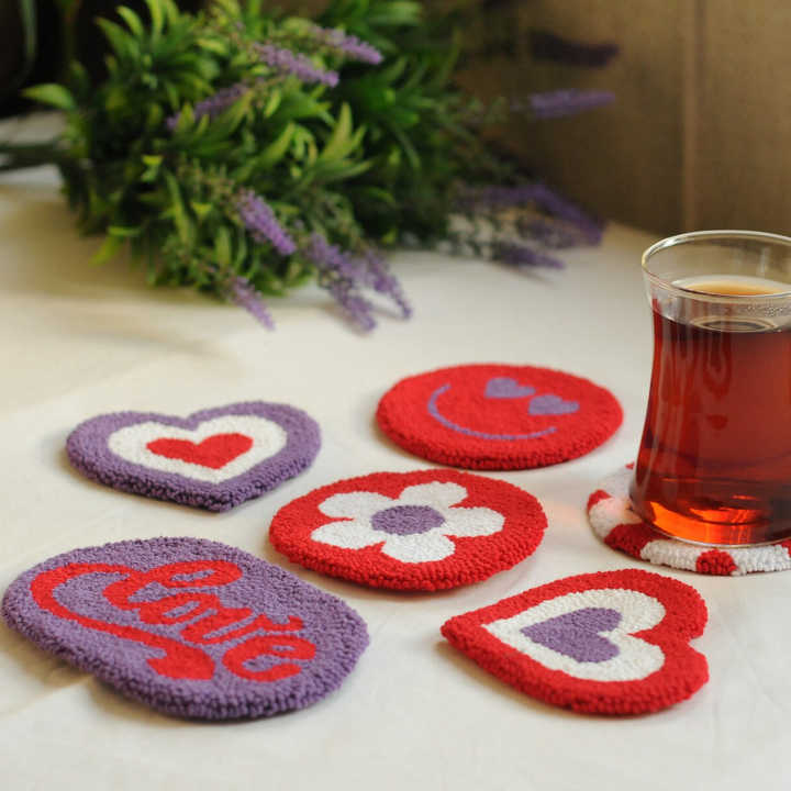 Hot Sale Recommend Gift Custom Handmade Mug Rug Punch Needle Coasters Mug Rug for Drink