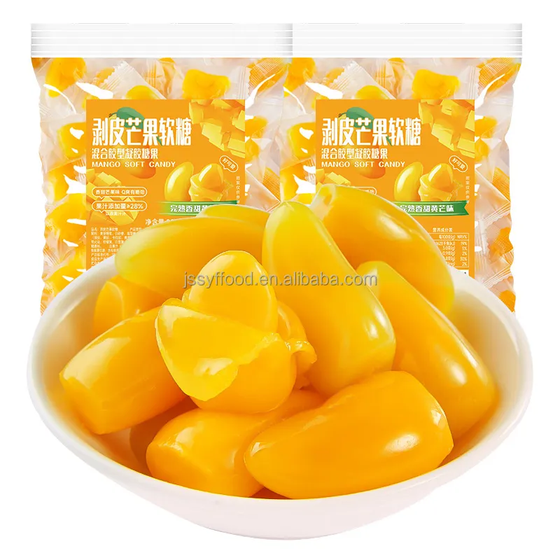 Bestseller Jelly Fruit Soft Candy beliebte Mango Form Peeling Casings Gummibärchen