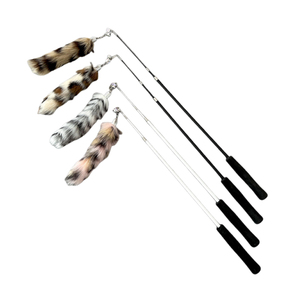 Chất lượng cao sang trọng Fox Đuôi Phong Cách mèo trêu ghẹo 3 phần có thể thu vào lông trêu ghẹo Đũa Phép cho mèo chơi và tập thể dục đồ chơi - Product Image 1