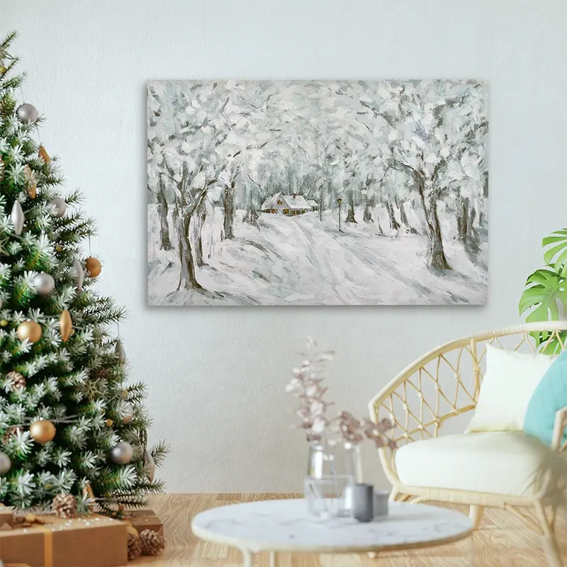 EAGLEGIFTS nevicata paesaggio invernale Wall Art Decor pittura su tela moderna naturale dipinta a mano pittura a olio personalizzata realista