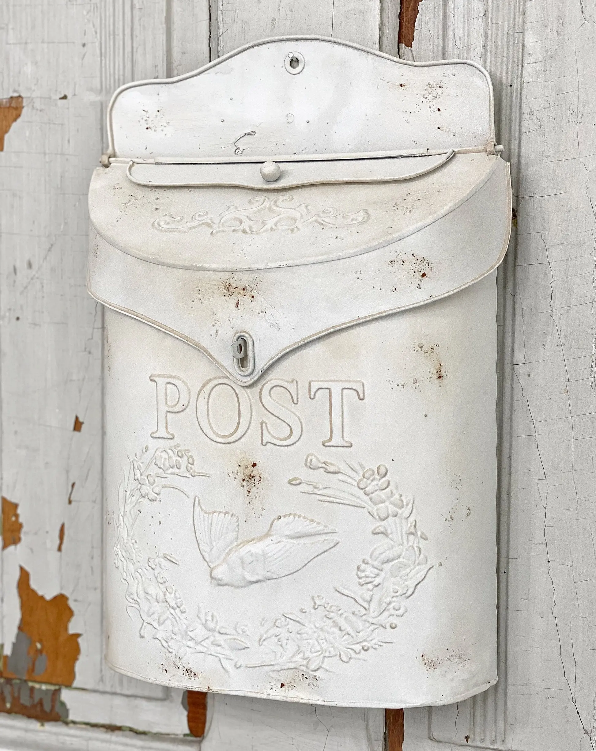 Caja de poste blanca Vintage grande para decoración navideña, colección del hogar, caja de poste decorativa Vintage