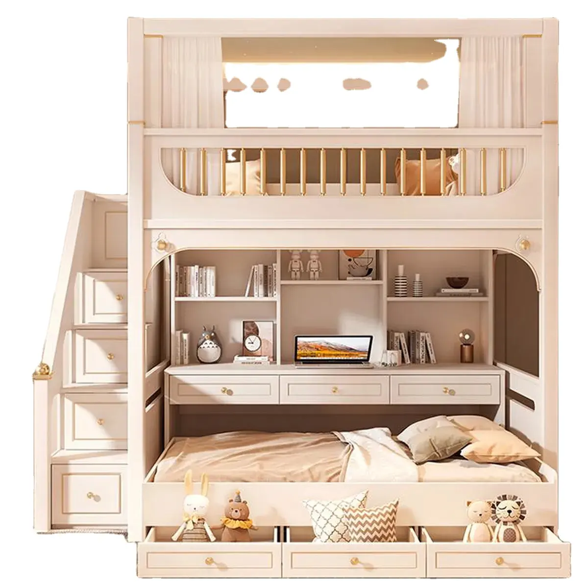 Xijiayi Beliche de madeira para quarto, mobília de armazenamento, novo estilo, beliche duplo