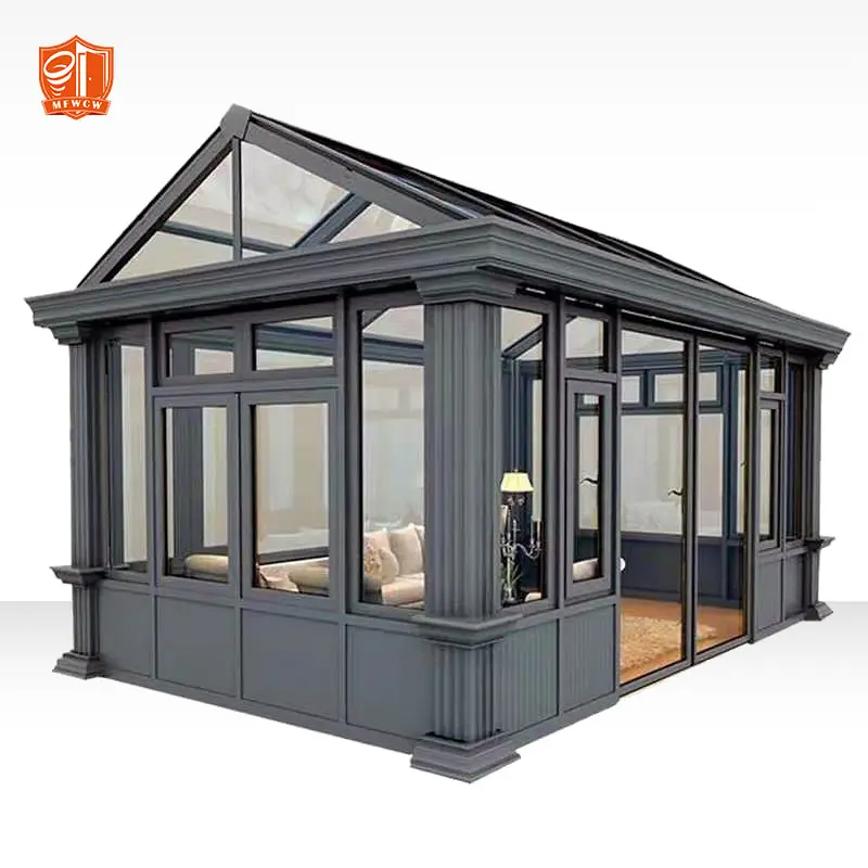 Sun room glass house portable outdoor sunrooms in alluminio personalizzato winter garden alluminio glass house isolamento termico sunroo