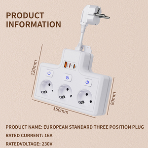 New <strong>EU</strong> Type Electric Power Strip <strong>Multi</strong> Wall Socket <strong>Adapter</strong> 3 Sockets <strong>Output</strong> Ports <strong>with</strong> USB Ports <strong>Plug</strong> Extension Board - Product Image 6