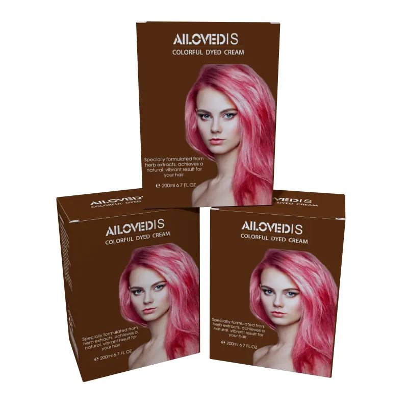 Scatola di imballaggio in cartone per tinture per capelli rosa prezzo competitivo scatola di cosmetici per crema per capelli personalizza il tuo Logo