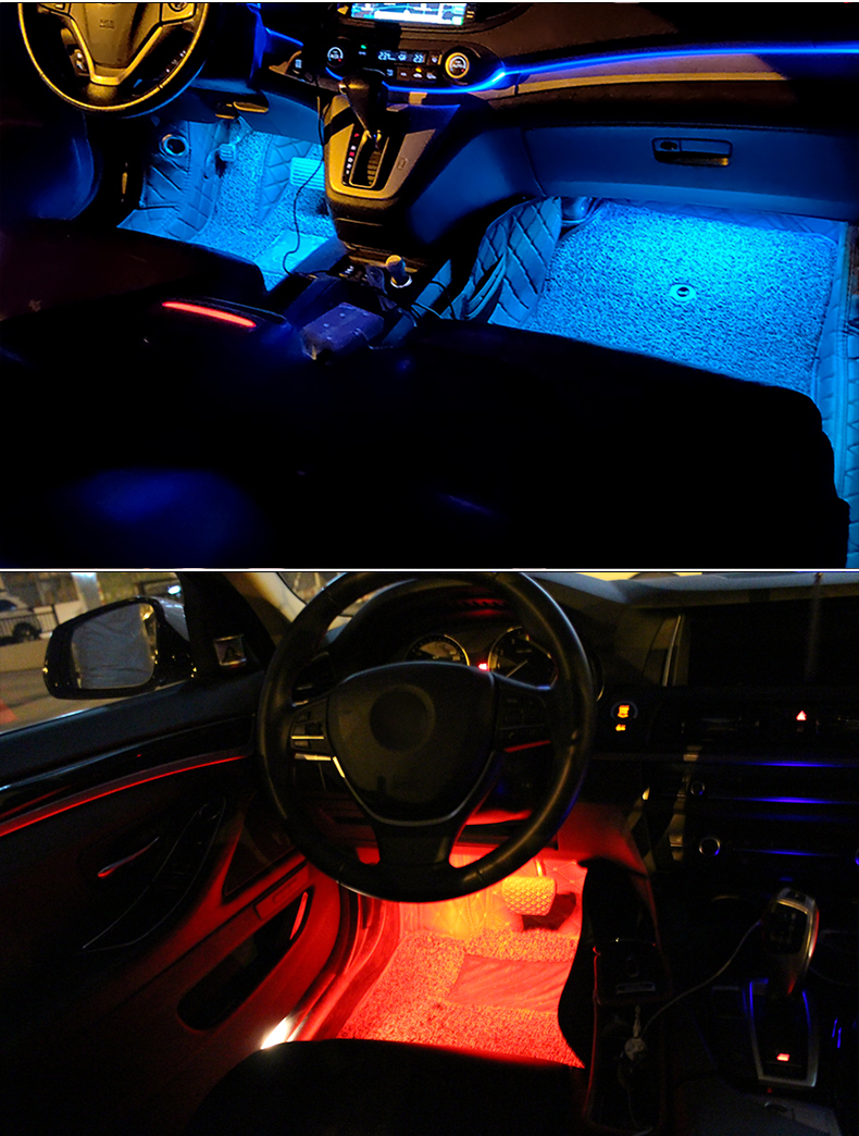 Backlight Music Control App RGB Auto Interior Decorative Atmosphere Light Led Car Foot Ambient Light Neon Mood Lighting With USB