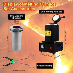 TOP 1/2/3kg 2000F Mini Digital Electric Gold Melting Furnace Tin Silver <strong>Copper</strong> Aluminium Melting Furnace With Graphite <strong>Crucible</strong> - Product Image 2