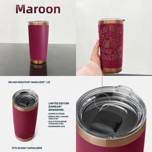 アメリカ倉庫磁気リッド20オンスマルーン赤ワインパウダーコーティング銅メッキ下車タンブラーカップマグリッドレーザー彫刻用