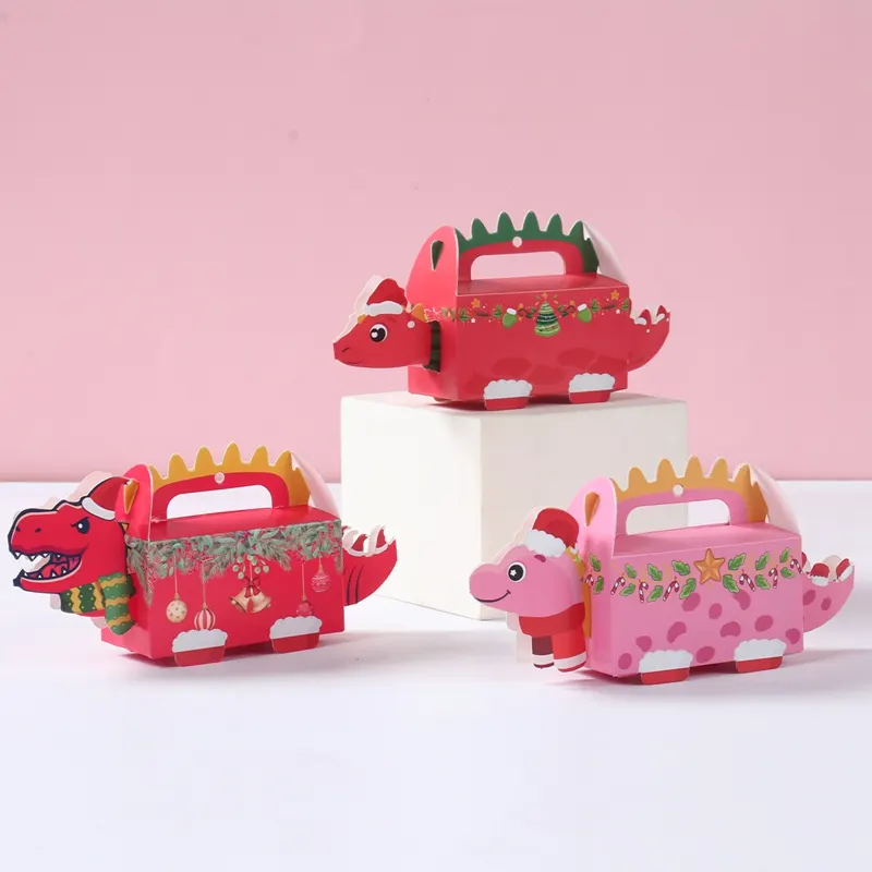 Huiran Christmas Dinosaur Candy Box Paper Treat Box scatole regalo di natale per bambini decorazione natalizia 2023