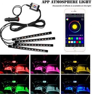 Tek ile 4 pcs 8 renkler RGB <span class=keywords><strong>Led</strong></span> araç atmosfer işıklar dekorasyon lambası 12v oto araba <span class=keywords><strong>Led</strong></span> iç aydınlatma Glow dekoratif lamba Bb