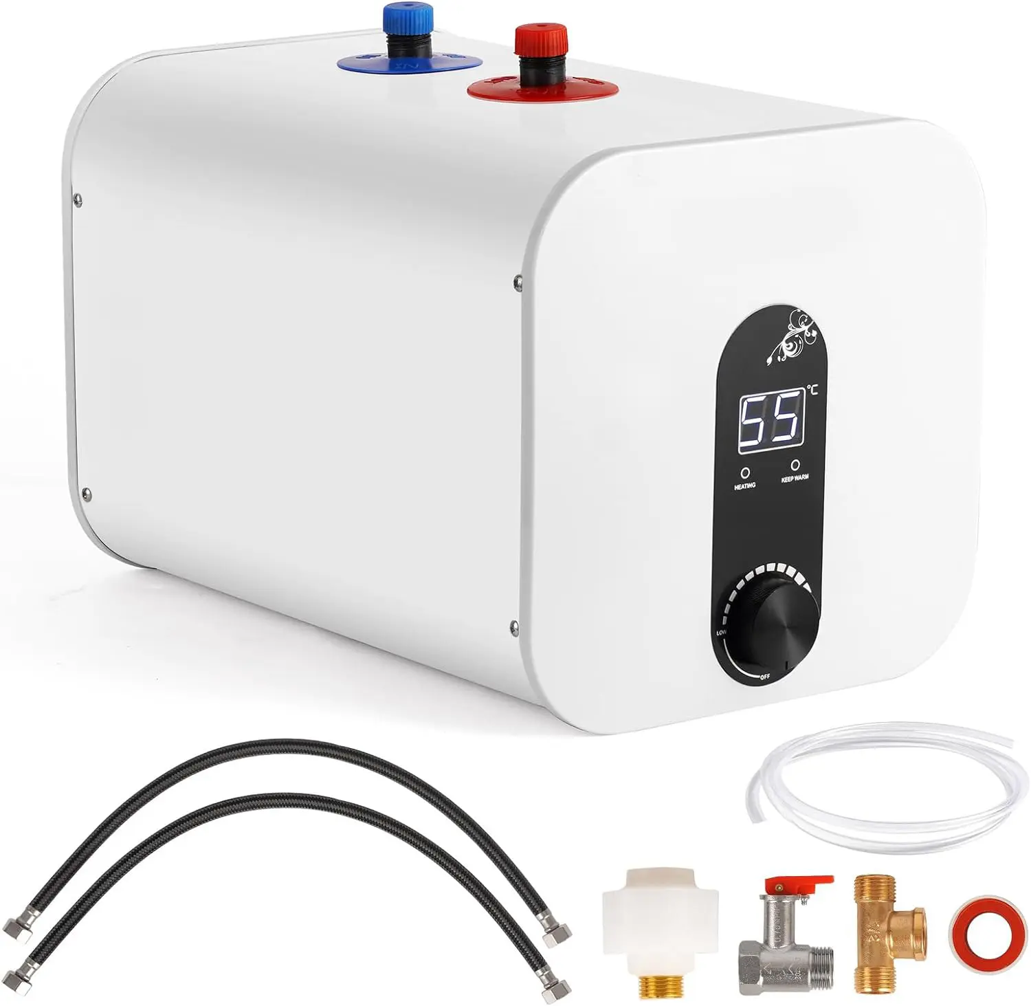 Mini-Tank Electric Water Heater 2.6 Gallon 1500W Point of Use Instant Hot Water Heater for Kitchen Under Sink Counter