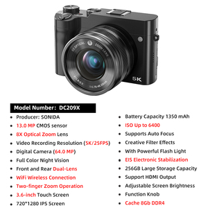 卸売2025最新4K HDプロフェッショナルデジタルカメラ子供のための8倍光学ズーム64メガピクセルCMOSセンサー要素 - Product Image 2