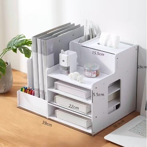 Multi-compartment pen holder/bookshelf extension model