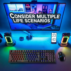 Teclado RGB Rainbow Gamer personalizado com luz de fundo LED para PC Teclado com fio à prova d'água para computador estilo inglês