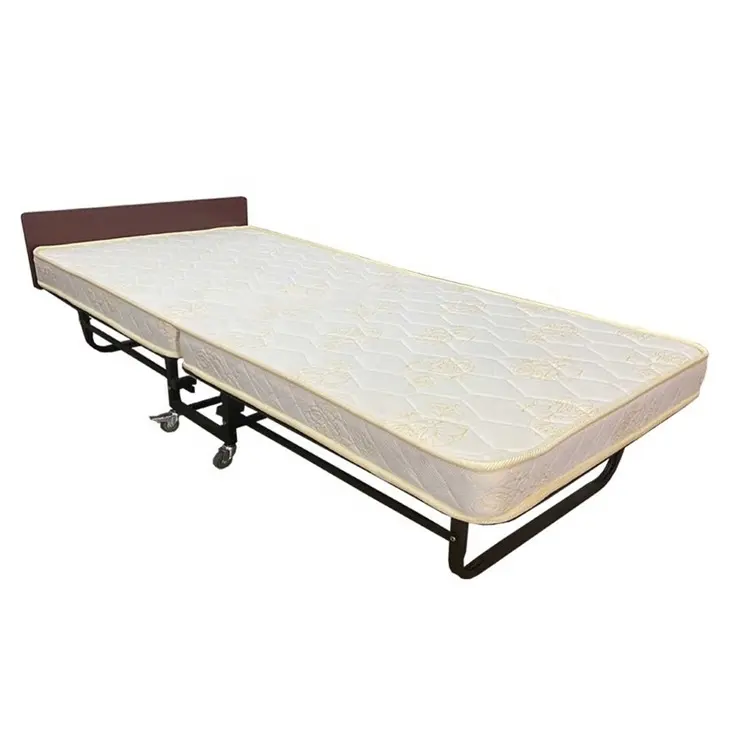 B004 Modern 533704 Black Metal Folding Rollaway Bed Extra Guest Bed with 10cm Sponge Mattress for Hotel Supply Bedroom Use