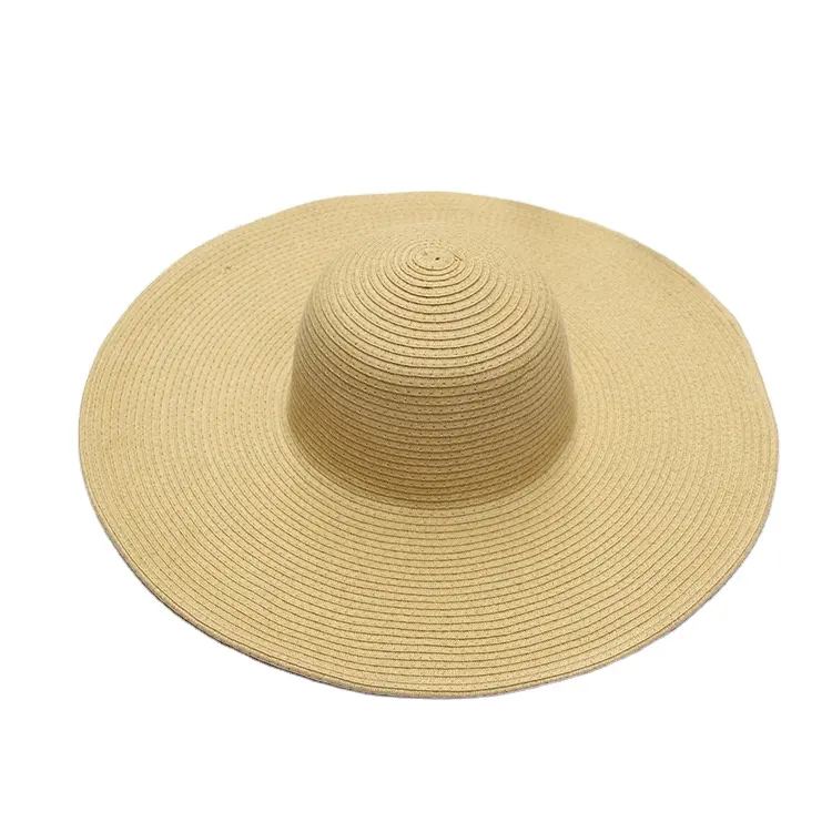 Logo personalizzato accettabile all'ingrosso estate Sombreros signora grande tesa cappello di paglia di carta floscia sole a buon mercato piega cappello da spiaggia da donna cappello di paglia