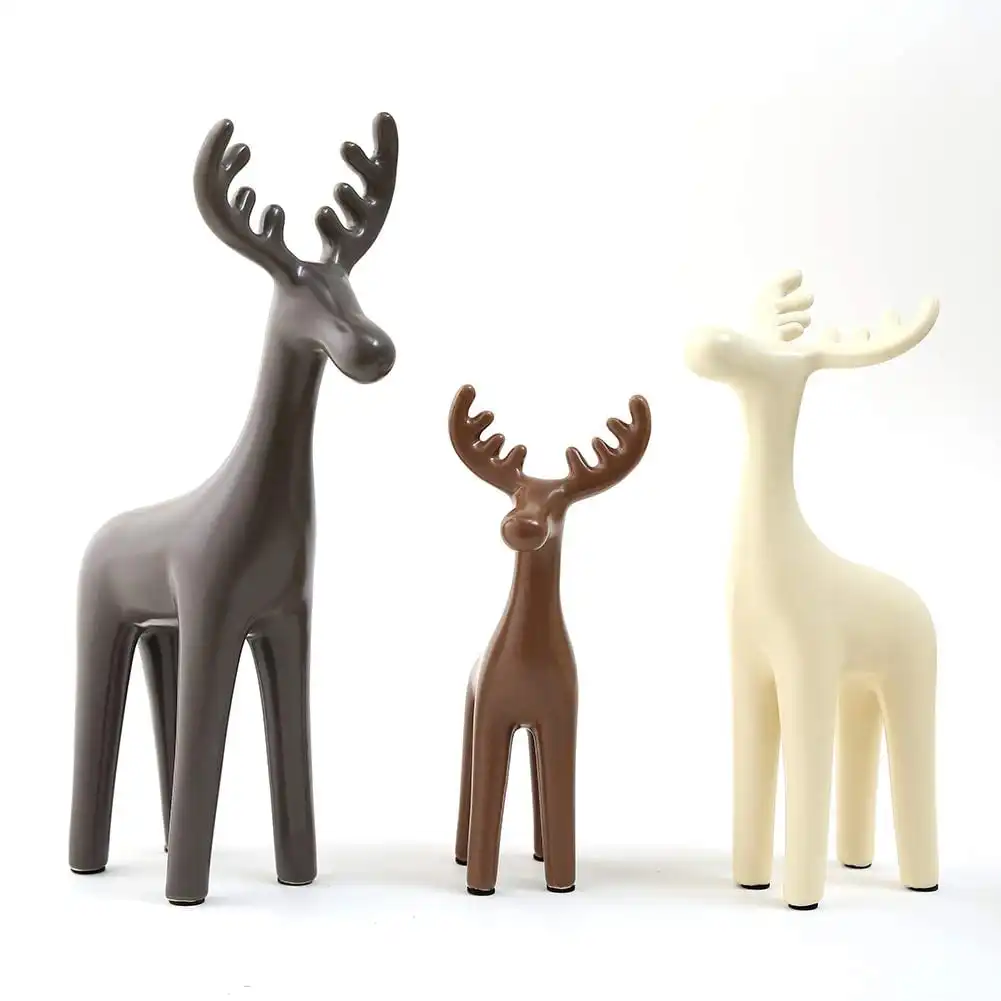 Животный дизайн домашний стол Декор белая керамическая статуя оленя