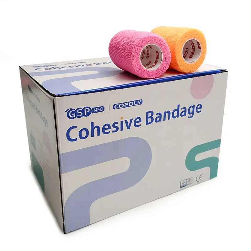GSPMED Hospital liefert 4,5 m farbige selbst klebende medizinische elastische Vlies bandage mit hochela tischem und starkem Klebstoff