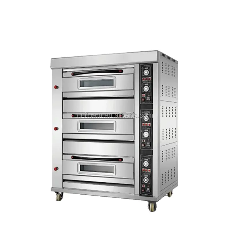 3 deck 6 trays industrial gas bread baking oven for sale