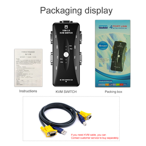 cantell KVM开关盒4端口PC显示器开关盒USB VGA电缆，用于计算机/键盘/鼠标显示器，即插即用 - Product Image 5