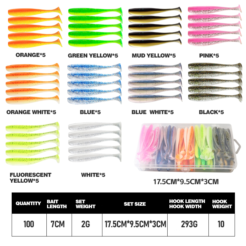 ชุดเหยื่อล่อนิ่ม7ซม. 100ชิ้น (297ก.)