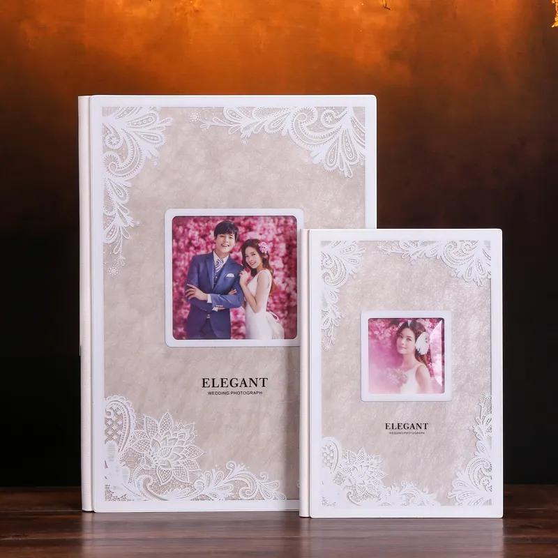 Album di nozze classico in ceramica bianca 12x18 serigrafia pizzo acrilico copertina album di nozze