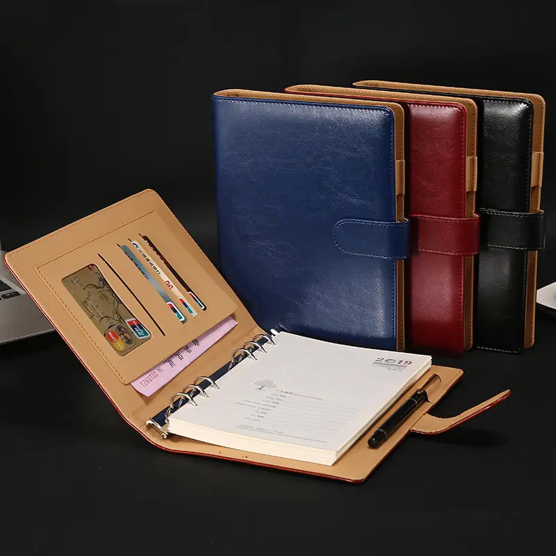 Cuaderno de hojas sueltas A5, cubierta de cuero con impresión personalizada, regalo promocional, cuaderno de notas, diario, A5
