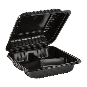 <strong>8</strong>'' Microwavable Food Containers for Meal Prepping <strong>3</strong> Compartment Hinged Container Disposable Plastic Pp Clamshell Food Container - Product Image 1