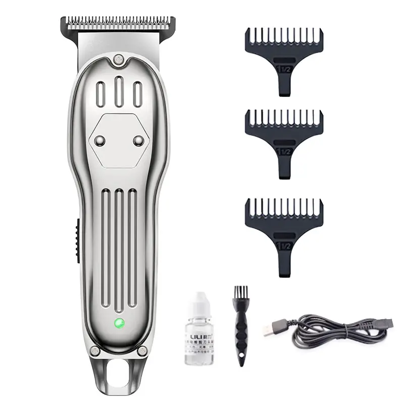 Lcd recarregável mini zero gapped salão barbeiro aparador de cabelo masculino elétrico