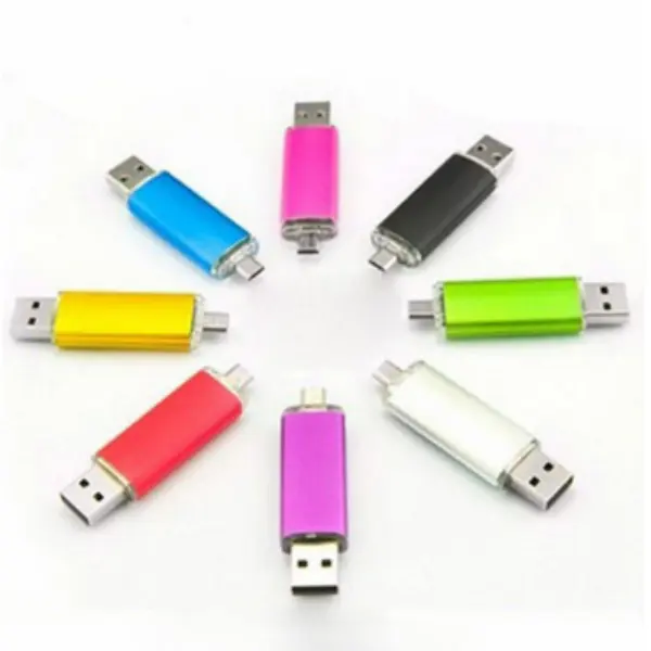 سريع سرعة USB 3.0 2.0 وتغ 2 في 1 حملة القلم 64GB المعادن المزدوج استخدام محرك فلاش USB 16GB 8GB مزدوجة استخدام لالروبوت أو نوع-c