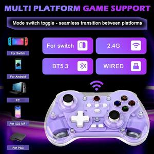 Z01X Controller di gioco Wireless trasparente BT 6-Axis sensore di movimento Turbo sala Joystick programmabile per Switch/PC/iOS/Mac/Android - Product Image 2