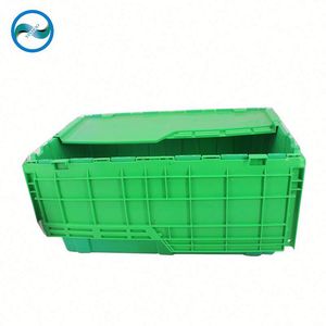 Cajas de almacenamiento de plástico plegables grandes de alta calidad, contenedores móviles apilables baratos con estructura perforada de tapa - Product Image 3