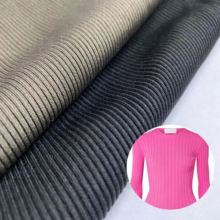 Bade bekleidung gestreift oeko tex gewaschen schweres Polyester Spandex 2*2 Rib Jersey Pullover Stoff